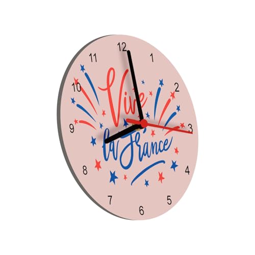 Horloge murale en verre bleu blanc rouge Paris feu d'artifice