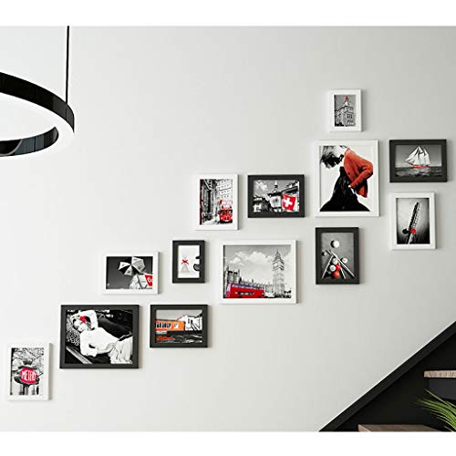 Ensemble de mur multi cadres photo bois noir pour composition escalier