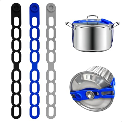duozoanz Nastro Fissaggio Coperchio per Pentole, Nastro Sicurezza Coperchio, Coperchio Chiusura Elastico Riutilizzabile, Laccetto Silicone Autobloccante Impacchettare Organizzare, 55 cm