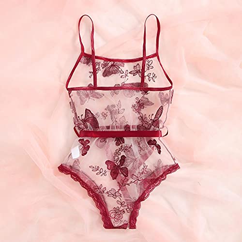 Lingerie sexy ensemble de broderie papillon dentelle transparente femmes - 3