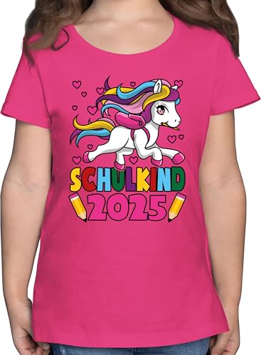 T-Shirt Mädchen - Einschulung - Schulkind 2025 I Einhorn Unicorn - 116...