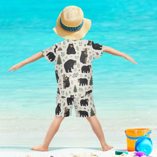 Image of 3T Toddler Boy Shorts Set Teal Hawaiian Button Down Shirts Summer Outfits for Little Boy