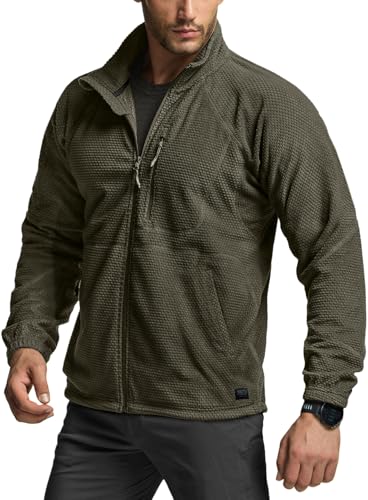 Image of CQR Men's Full-Zip Tactical Jacket, Soft Warm Military Winter Fleece Jackets, Outdoor Coats with Zipper Pockets
