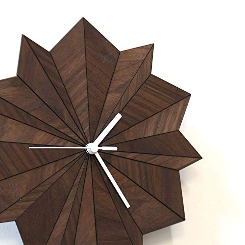 11½" Dark Brown Handmade Wall Clock In Urban Modern Style From Ardeola, Natural Wall Clock, Handmade Clock, Analog Clock, Wooden Wall Art, Japandi Clock, Brown Wall Clock, Art Wall - Origami Walnut #TOP5