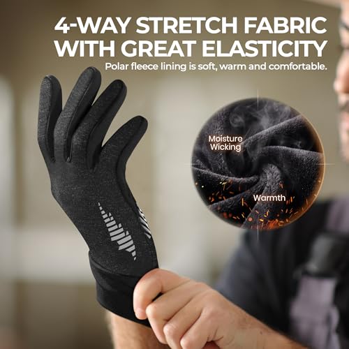 Image of rivmount Lightweight Winter Running Gloves, Touch Screen & Anti-Slip Warm Thermal Glove Liners, Cool Weather Driving Cycling Hiking Biking Walking Sporting for Women Men