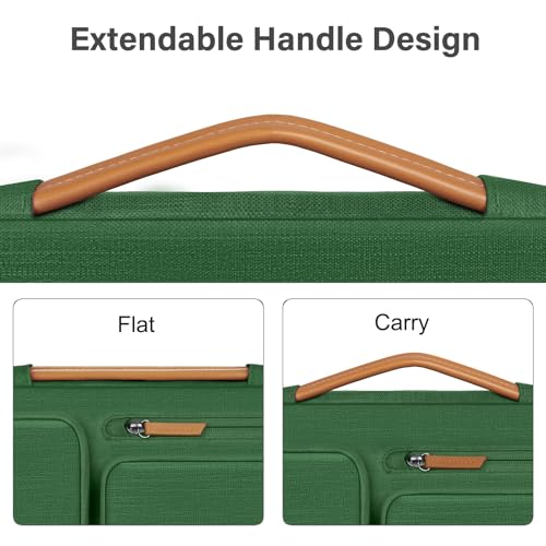 Image of MOSISO 360 Protective Laptop Shoulder Bag,15-15.6 inch Computer Bags Compatible with MacBook Pro 16 inch, HP, Dell, Lenovo, Asus Notebook,Side Open Messenger Bag with 4 Zipper Pockets, Jungle Green