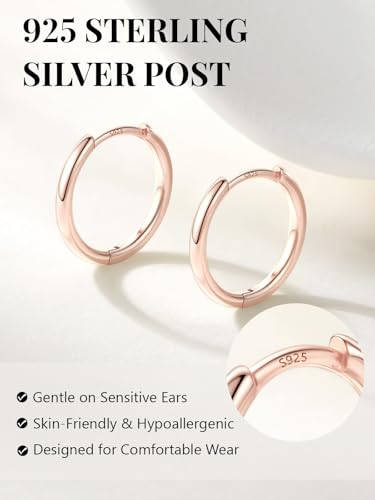 Image of Silvora 14K Gold Plated Huggie Hoop Earrings for Women, Small Sterling Silver Hoops, Hypoallergenic Cartilage Earrings for Sensitive Ears 8 /10 /12 /14 /16 /18 /20MM