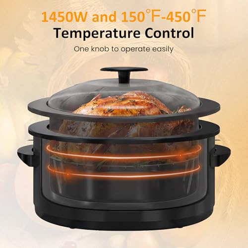 Image of Sunvivi Electric Roaster Oven for Small Families, 8QT Portable Roaster with Self-Basting Lid Defrost & Keep Warm, Adjustable Temp 150F-450F for Baking, Slow Cooking, Buffet Serving & RV Camping
