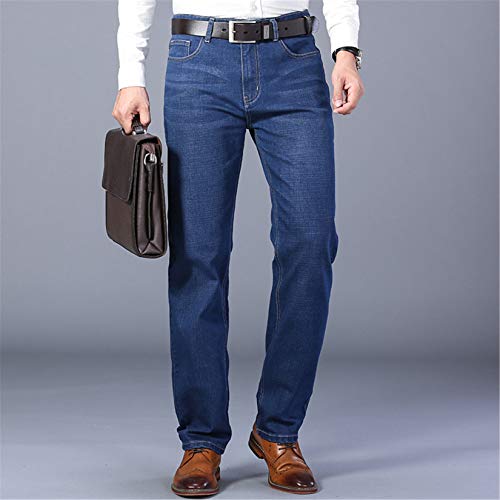 Andongnywell Men's Straight Stretch Motion Denim Pants Thick Stretch high Waist Straight Leg Jeans Trousers2