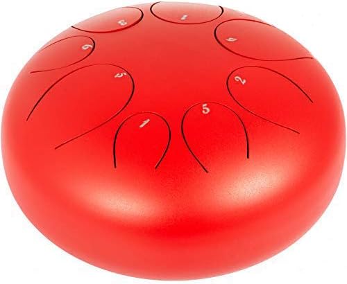 Happybuy Steel Tongue Drum 8 Notes 10 inches Mini Tongue Drum Red Handpan Drum Notes Percussion Instrument Steel Drums Instruments with Bag, Music Book, Mallets,Mallet Bracket