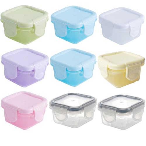 WADY Recipientes de alimentos con tapas, ollas de salsa para lonchera, recipientes pequeños a prueba de fugas con tapas y anillo de sellado, ollas para aderezo de ensalada, aptas para microondas y