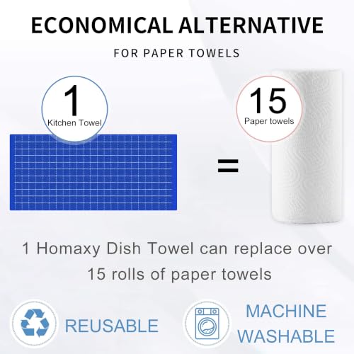 Image of Homaxy 100% Cotton Terry Kitchen Towels, 8 Pack, Blueberry | Ultra Soft and Absorbent Dish Towels for Kitchen, Suitable for Drying and Washing Dishes