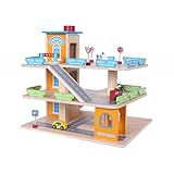  Eco Toys Parkgarage Parkhaus Holz-Spielgarage Lift Auto Garage Holzgarage Kinder Holzspielzeug + Zubehör