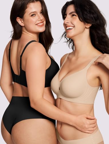 LetsJoli Jelly Bras for Women No Underwire Wireless Bras with Support and Lift for Daily Comfort Lounge Sleep Tshirt Bras (Nude 2XL) - Image 7