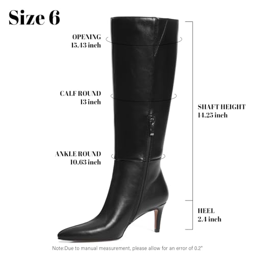 Knee High Boots for Women Pointed Toe Stiletto Kitten Heel Tall Boots Side Zipper Wide Calf Boot Fall Winter Sexy Fashion Dress Shoes Botas Negras2