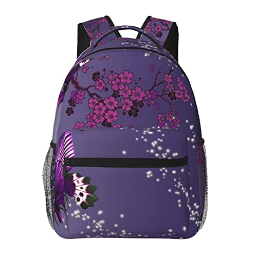 Sac d'école violet prune grande capacité avec port USB pour étudiant et voyageur