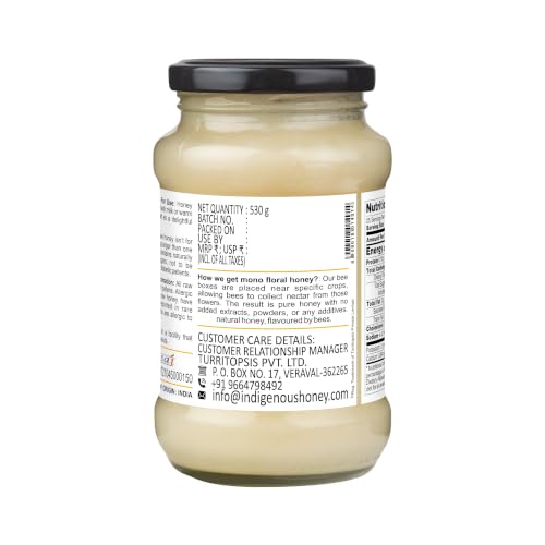 Image of INDIGENOUS HONEY Raw Mustard Honey Pure Real Organic 17.64 oz Glass Jar