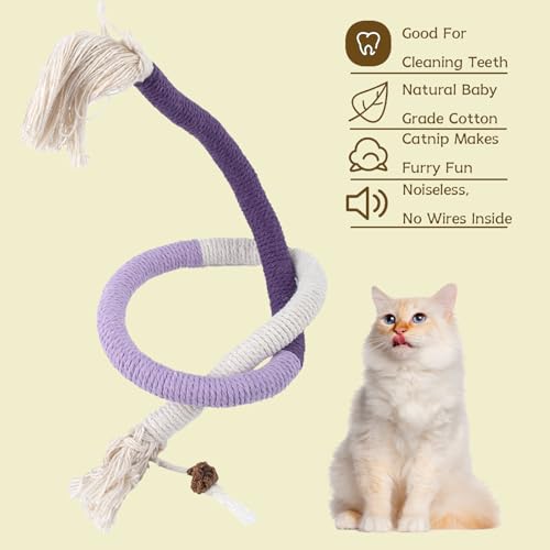 AYNKH Catnip Toy Bite Rope Chew Sticks, 6PCS Cats Kittens Teeth Cleaning Toys, Interactive Indoor Cat Nip Cotton Rope - Image 4
