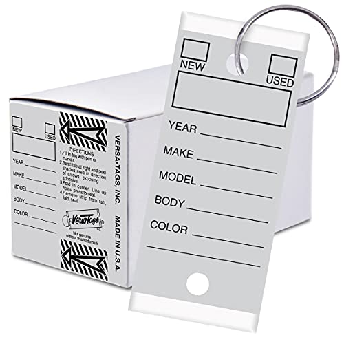 Image of Versa-Tags 250 Per Box, Self-Protecting Paper Key Tags with Chrome-Plated Split Rings Perfect for Car Truck Or RV Dealers Gray