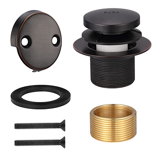 Tip Toe Bathtub Drain Conversion Kit Assembly, Tub Drain Plug Trim Set Bath Tub Drain Stopper With Two-Hole Overflow Faceplate (Oil Rubbed Bronze) #TOP4