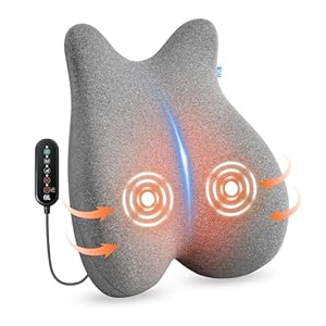 CILI Heated Lumbar Support Pillow for Office Chair, Ergonomic Back Support Cushion with Vibration, Memory Foam Chair Back Massager, Gifts for Mom/Dad