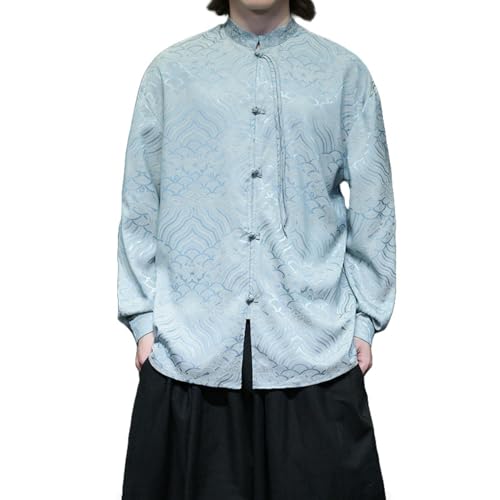 Chemise style chinois homme jacquard à manches longues pour rompre avec la monotonie du costume