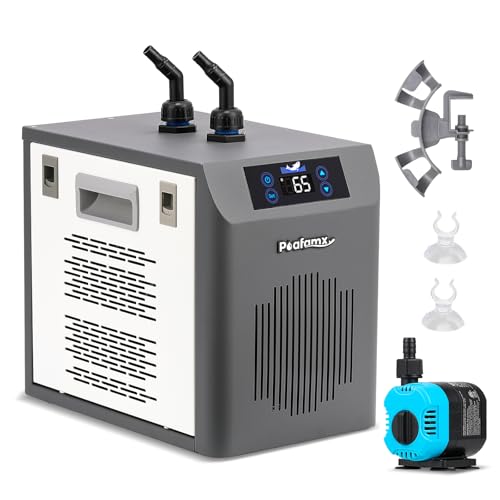[New Upgrade] Poafamx Aquarium Chiller 42Gal Water Chiller for Fish Tank 1/10 HP Aquarium Cooler with Touch Screen Quiet Refrigeration Compressor Saltwater Freshwater for Fish Axolotl Hydroponic Coral