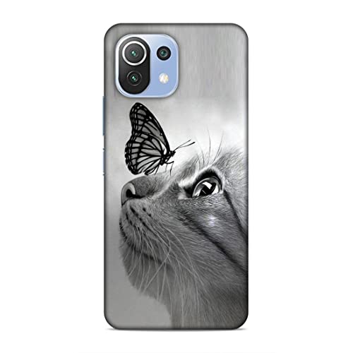 Image of Printed Mobile Back Hard Case Cover for Xiaomi Redmi 11 Lite /Xiaomi Redmi 11 Lite 5G / Xiaomi 11 Lite NE 5G | Pet, Butterfly, Animal, Cute Cat, Animal Lover-2195