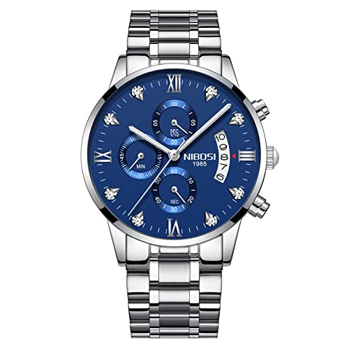 NIBOSI Watch for Men Fashion Business Men Watches Ultra-Thin Waterproof Chronograph Quartz Watches with Stainless Steel Band
