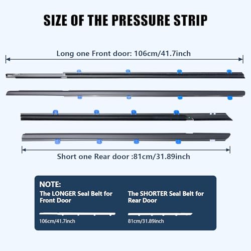 Image of 4Pcs Weatherstrip Window Moulding Trim Seal Belt, Suitable for 2012-2015 Honda Civic 4-Door Sedan,Replace#72450-TR0-A01 72410-TR0-A01 72950-TR0-A01 72910-TR0-A01