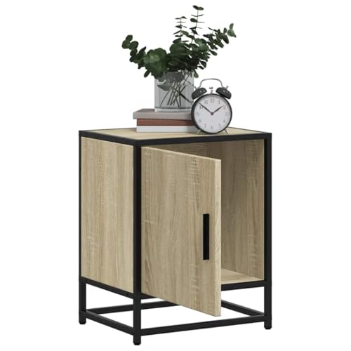 Table de chevet en chêne Sonoma avec structure en métal durable - 5