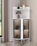 【Grand rangement】 : La moitié supérieure de l’étagère d’angle dispose de 2 niveaux de rangement ouvert pour contenir des livres, des photos encadrées, des objets décoratifs, etc. Au bas de l’armoire d’angle se trouve une armoire de rangement à deux niveaux avec une porte en verre de sécurité trempé pour un rangement dissimulé supplémentaire