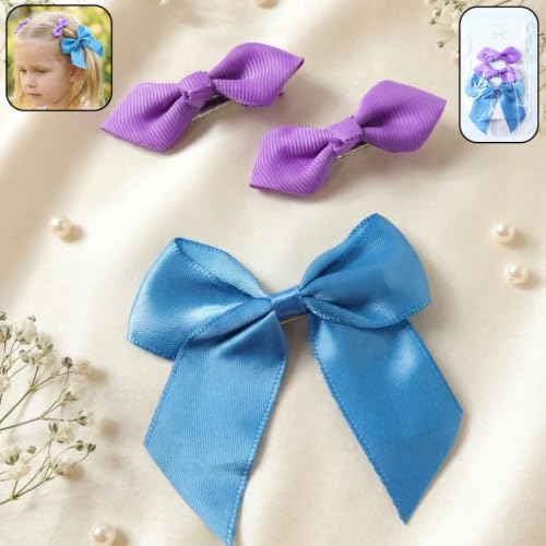 Image of Elegant Satin Ribbon Bow Hair Clips for Women and Womens, Soft Fabric Hair Accessories for Daily Wear, Party and School Use, Pack of 18 Pieces