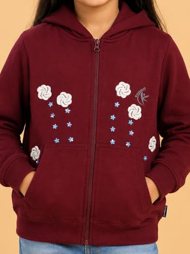 Image of Unisex Kids Solid Full Sleeve Zip Front Open Hooded Sweatshirt