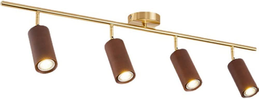 Adjustable LED Ceiling Spotlights – Walnut Wood & Iron, 360° Rotation + 180° Tilt, 6000K Cool White, 7W Per Light (3-Light Set)