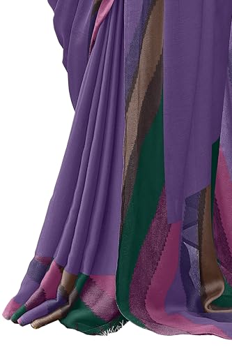 Image of MIRCHI FASHION Women Saree Chiffon Chintz Motif | Breathable Lightweight Border Pallu Printed Sari for Office and Daily Use (Available in 15 designs)