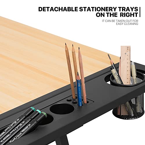 Monibloom Height-Adjustable Drafting Table 0-65° Adjustable Mdf Tabletop Drawing Desk W/Drafting Stool, Versatile Art Desk And Craft Center Home Study Room Artist Desk With Tool Tray And Storage #TOP6