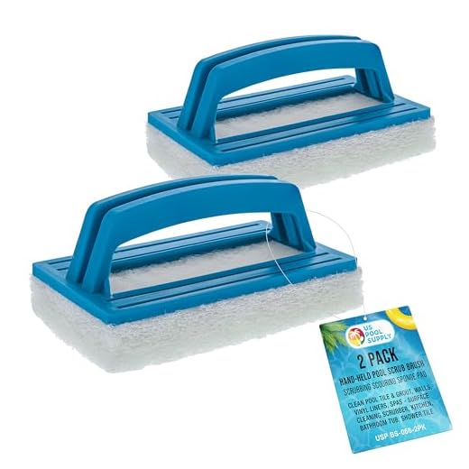 U.S. Pool Supply Hand-Held Pool Scrub Brush, 2 Pack - Scrubbing Scouring Sponge Pad - Clean Pool Tile & Grout, Walls, Vinyl Liners, Spas - Surface Cleaning Scrubber, Kitchen, Bathroom Tub, Shower Tile