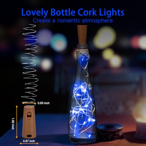 Image of Brightown 10 Pack Wine Bottle Lights with Cork, Blue