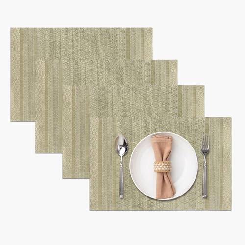 Image of Amazon Brand - Umi PVC Vinyl Diamond Design Placemat ST0769TH - Heat Resistant, Wipe Clean, Anti-Skid Table Mats for Dining Table, KitchenHome Decor (30x45 CM Gold Set of 4)