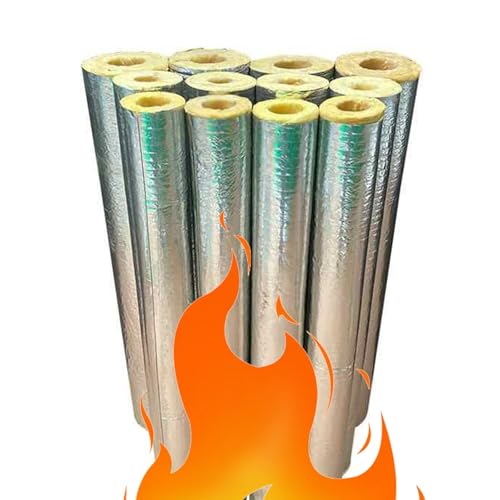 LRHELPBNR Tubo Isolante Antigelo per Esterni, Isolamento Canne Fumarie Tubi per Stufa E Condotti di Aerazione, Coppelle in Lana di Roccia con Alluminio, per Esterni, Isolante(L 1M-273MM/10.7IN-50MM)