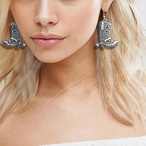Western West Cowgirl Boots Earrings Texas Spur Dangle Drop Earrings Rodeo Boho Fancy Dress Costume4
