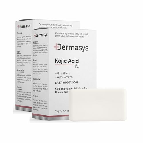 Image of 1% Kojic Acid Soap with Glutathione & Alpha-Arbutin For Pigmentation, Dark Spots & Sun Damage | with Papaya Fruit Extract | Soap for Men & Women | Suitable for All Skin Types | 75 g - Pack of 2