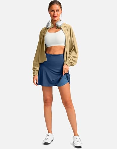 Women's Cycling Skirts 4D Padded Bike Shorts with Pockets High Waist Biking Skort for Road Mountain Bicycle Riding(Blue M)
