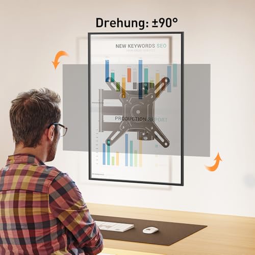 ELIVED TV Wandhalterung Schwenkbar Neigbar, Fernseher Wandhalterung Ausziehbar für die meisten 14-42 Zoll LED, LCD, OLED TVs bis zu 20kg mit Max VESA 200x200mm, Monitor Halterung EV012 – Bild 3
