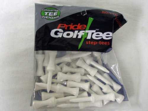 Pride Golf Tee, 3-1/4-Inch Stepdown Tee, 25 Count, White