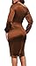 Yiershu Women's Fall Off Shoulder Bodycon Pencil Midi Dresses Formal Long Sleeve Elegant Cocktail Party Wedding Maxi Dresses(Brown,L)