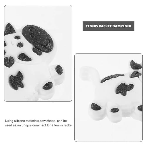 Jinshining White Cow Cute Animal Shapes Tennis Racket Vibration Dampener Soft Silicon Racket Dampener Cartoon Shape Tennis Racquet Shock Absorbers Tennis Racket for Racquetball - Thumbnail 7