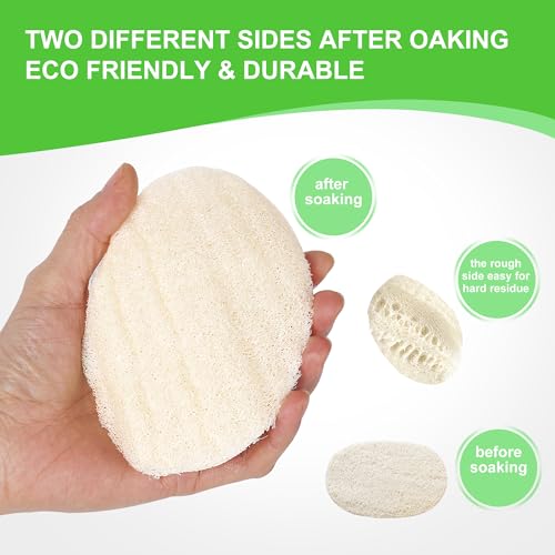 Image of Compostable Scrub Sponges 15 Pack, Long Lasting Power Scrubbing Loofah Cleaning Sponge for Dishes, Pans, Bathtub, Naturally, Non Scratch