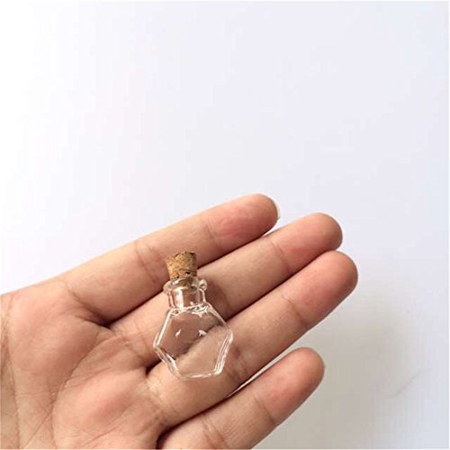 Tai Dian Mini Hexagon Glass Bottles Pendants Small Wishing Bottles With Cork Transparent Jars Gifts Vial Made 10Pcs (10, Hexagon) #TOP3